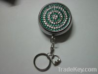 mini round pocket ashtray with rhinestone, metal ashtray