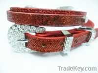 new design dog leather dog collar, durable dog collar with rhinestone b