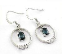 925 Silver Natural Sapphire Drop Earring 040664l