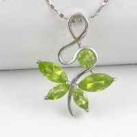 925 Silver Natural Olivine Pendant Z040801G