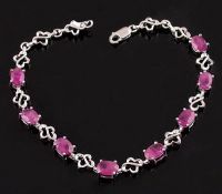 925 Silver Natural Ruby Bracelet l0406102h