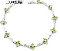 925 Silver Natural Olivine Bracelet