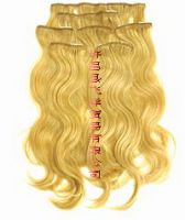Sell clip in/on hair extension, clip in hair weft, clip on hair weaving