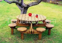 Wooden Round Garden furniture set for 8 people