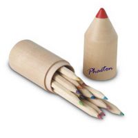 Sell 3.5" natural wood color pencils in wooden drum
