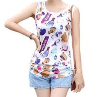 Womens all over print cotton tank top