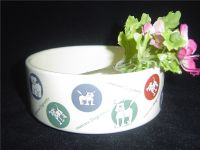 Sell porcelain dog bowl with printing, thick wall