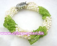 Sell Closeout Pearl Bracelet with Crystal Bead