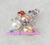 Sell Closeout Pearl Brooch with Rhinestone