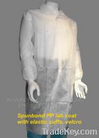 Sell Non-woven Lab Coat With Lapel Collar, Elastic Cuffs, Velcro