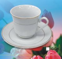 Sell 220cc Cup & Saucer(white porcelain with decal YHCS-0004GGK)