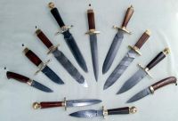 Sell damascus knives with sheath and swords