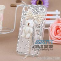 025 Bear Pendant Clear Bling Crystal Rhinestone Case Cover For iPhone
