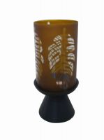 Sell wooden candle holder with colorful glass