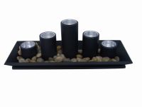 Sell wood tray candle holder sets