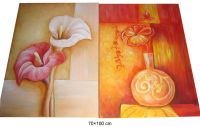 Sell canvas painting, paint vase and flwers on canvas