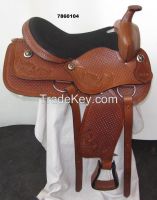 Western Saddle Hand-tooled And Embossed With Conchas