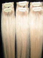 human remy blonde clips in/on hair extension