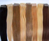 sell 100% remy human hair, PU weft hair
