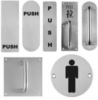 Signage, sign plate, push plate, kick plate in stainless steel, inox