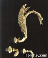 sell gold finish 3 pcs swan wall mounted shower faucet