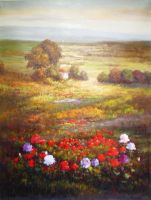 Sell flower garden view oil painting