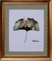 Sell Painting on Leaves (Obama Portrait.)-FR-009