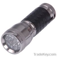 Black rubber and aluminum flashlight with 14 LED