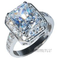 Large Center CZ Pave Ring with rhodium finished 925 sterling silver