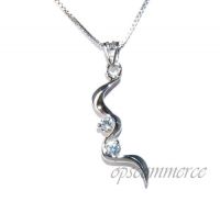 CZ snake pendant with rhodium finished 925 sterling silver