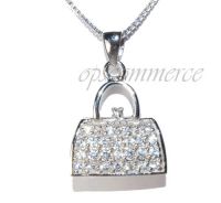 CZ Pave Purse Pendant WITH rhodium finished 925 sterling silver