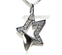 CZ Pave star Pendant with rhodium finished 925 sterling silver
