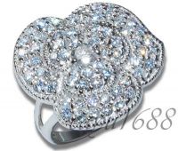 Sell Silver CZ Simulated Diamond Pave Flower Ring