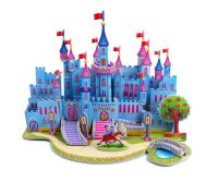 Blue castle Puzzles DIY 3D Jigsaw Puzzle For Children Castle Kids Educational intelligence development Toy