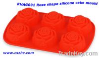 Sell 6 Rose Shape Silicone Cake Mould of red color (KHAG001)
