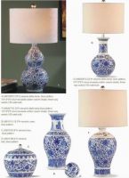 blue ceramic table lamps&decor