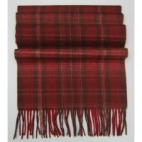 Sell red & black checked cashmere & lambswool long winter scarf Y-0916