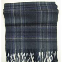 Sell black & navy checked cashmere & lambswool long winter scarf Y-091