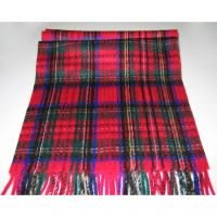 Sell 100% cashmere checked red winter shawl Y-09326