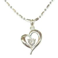 Heart Clear CZ Sterling Silver Necklace