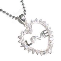 Love Heart CZ Sterling Silver Necklace