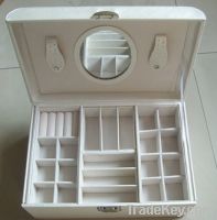 fashionable white color cosmetics box with pu cover