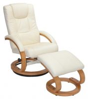 Cow Leather Faced Leisure Chair with Ottoman