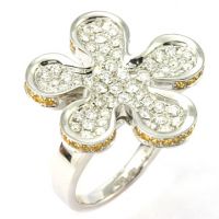 Flower Yellow Sapphire Ring in 18K White Gold
