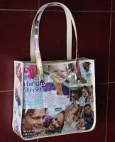 Handmade purses from old celebrity magazines