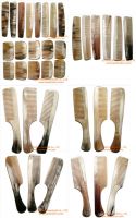 Combs made of water buffalo horn in multi vein and color