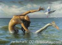 Sell handmade oil painting/ direct manufacturers/mermaid