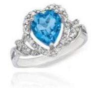 Genuine Blue Topaz Heart w/ Diamonds - 14kt