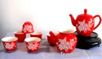 Sell Red Glazed Flower Porcelain Gongfu Tea Set