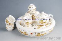 Sell Golden Dragon Double Layer Porcelain Tea Set